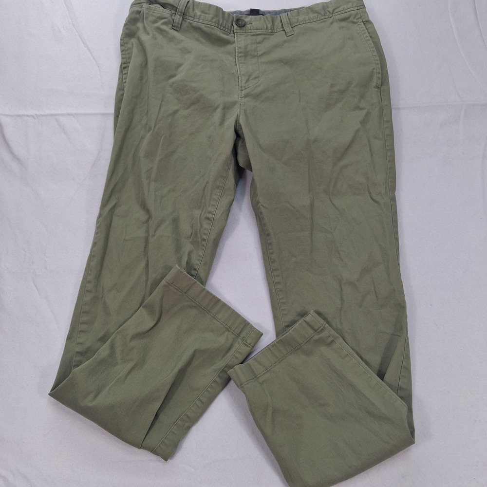 14th & Union Chino Pants Mens 36x32 Slim Fit Olive Green Stretch Cotton‎ EUC